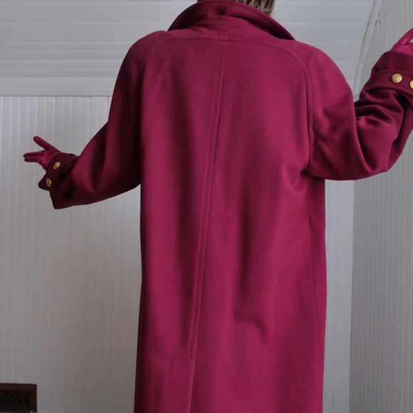 1980s International Scene burgundy wool‎ longline overcoat - Picture 3 of 10